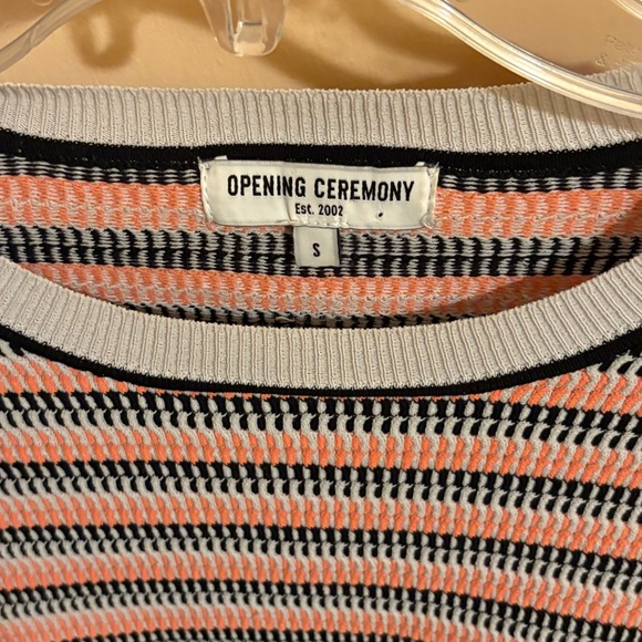 LAST CHANCE | Opening Ceremony coral, black, & cream striped sweater - Picture 2 of 5